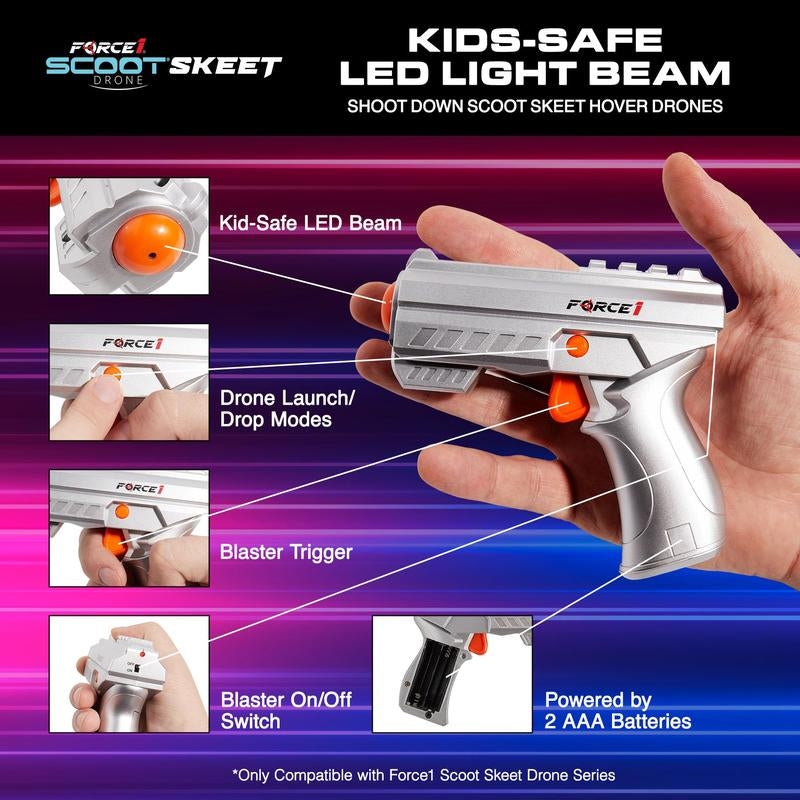 Force1 Scoot Skeet Drone Electronic Shooting Game for Kids and Adults - Drones + Blaster Set - LED Stunt Drone, Indoor Mini Drone Kids Flying Toys