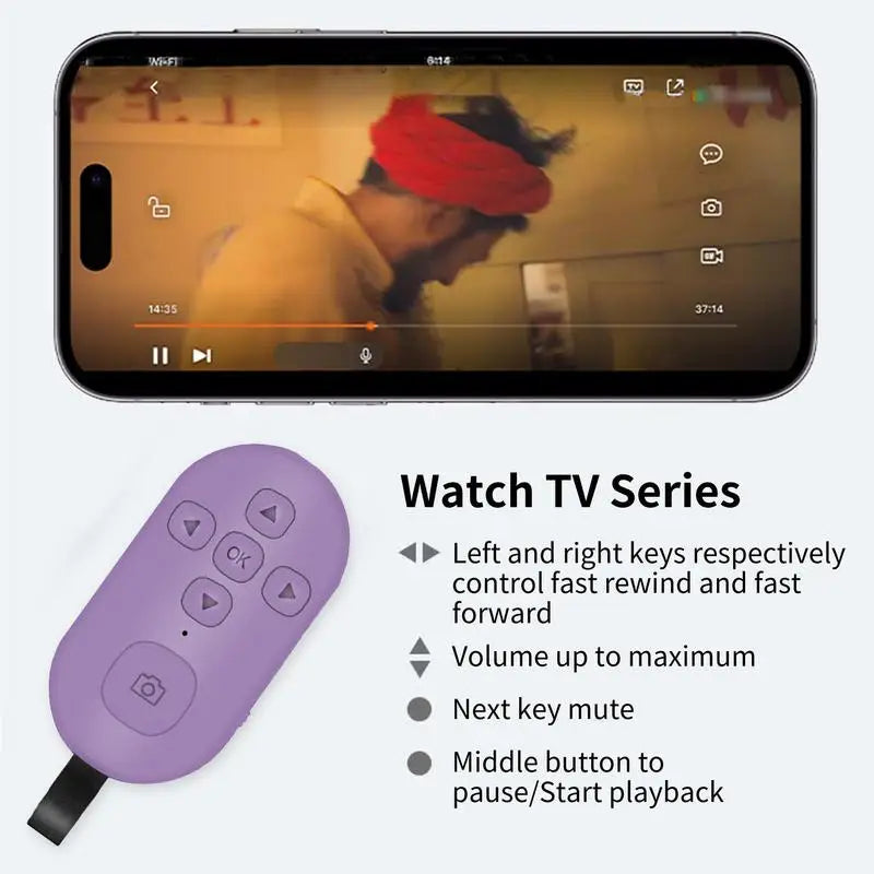Blutooth 5.0 Remote Controller Button for Mobile Phone Selfie Shutter Release Tik Tok E-Book Page Turning Wireless Controller